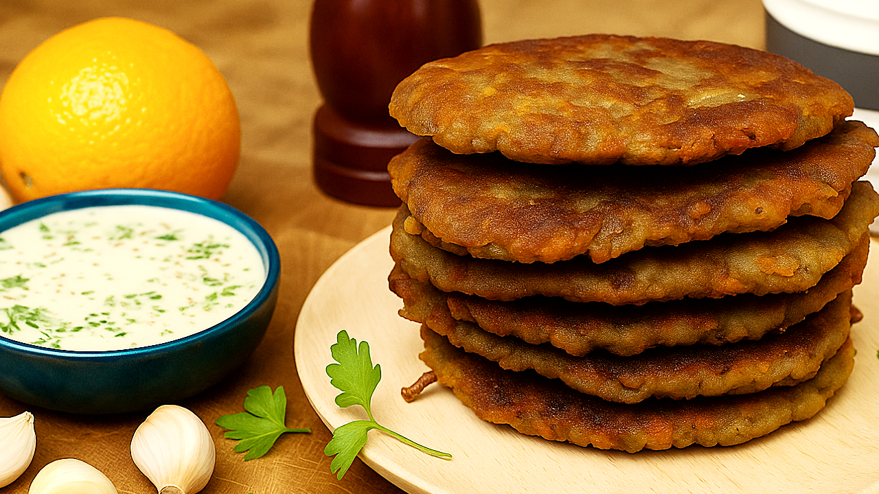 🥣 Crispy Red Lentil Patties with Creamy Tahini Orange Sauce (Vegan & Gluten-Free)